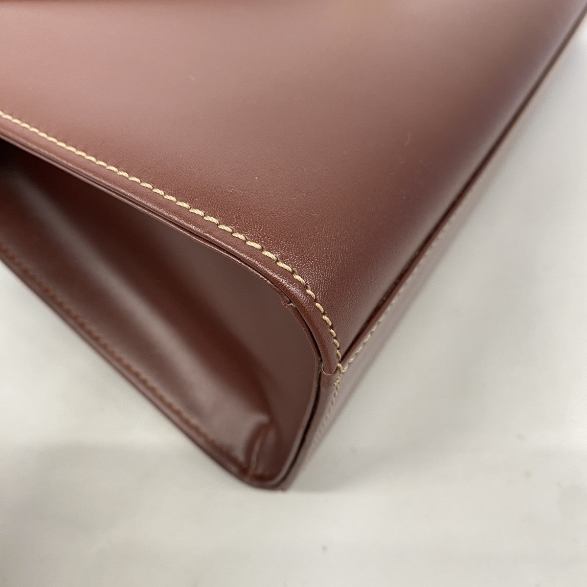 【5he4531】カルティエ ハンドバッグ マスト レザー ボルドー ゴールド金具【中古】レディース