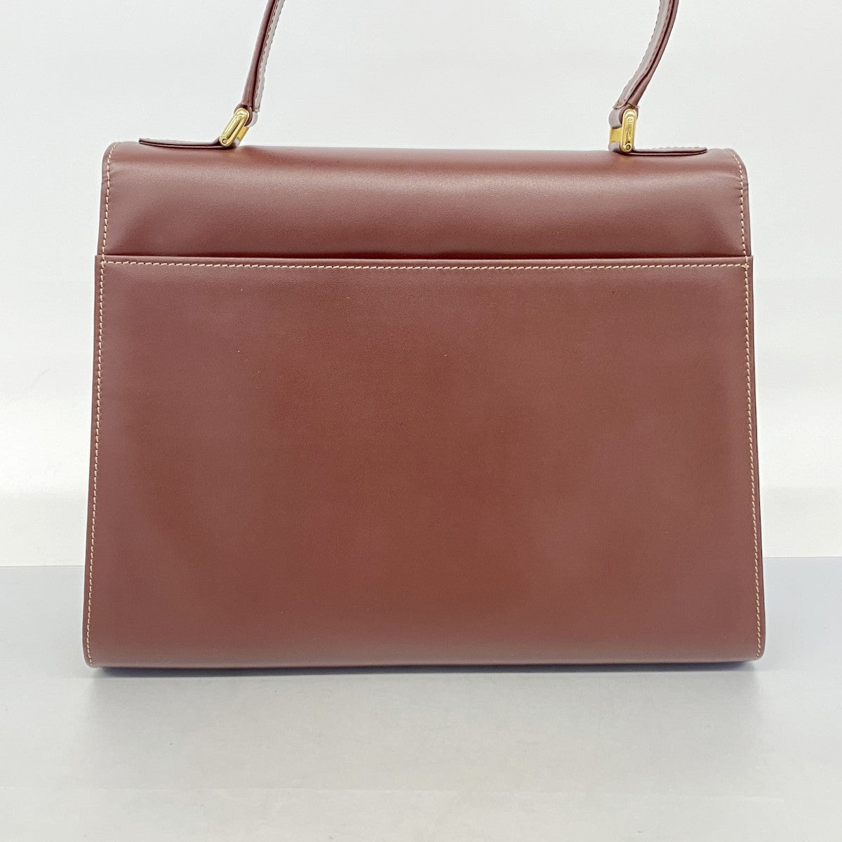 【5he4531】カルティエ ハンドバッグ マスト レザー ボルドー ゴールド金具【中古】レディース