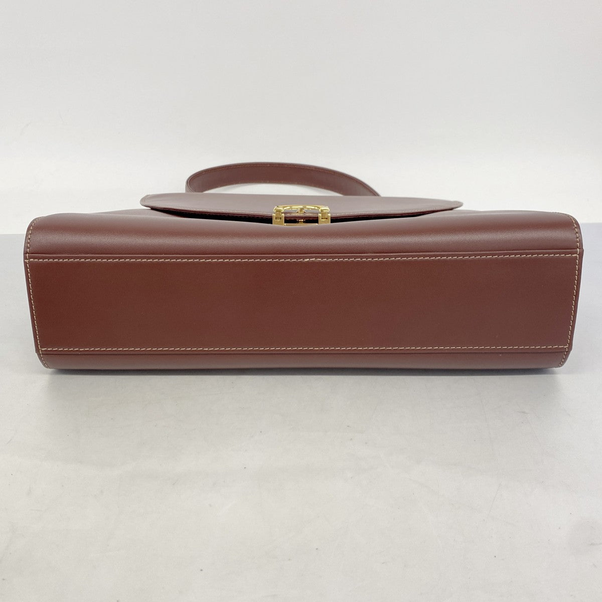 【5he4531】カルティエ ハンドバッグ マスト レザー ボルドー ゴールド金具【中古】レディース