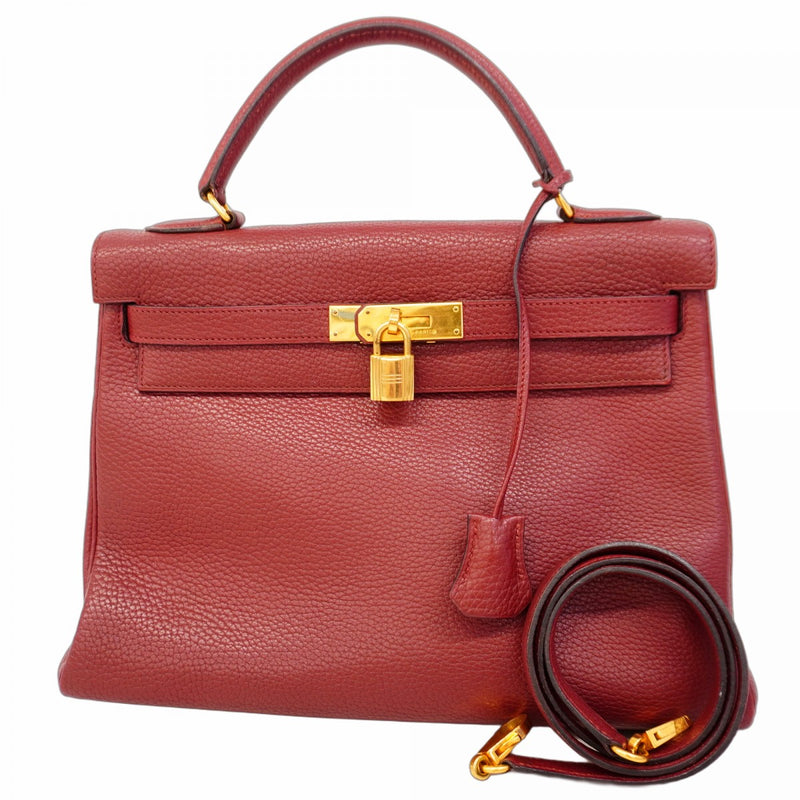 ★SALE【5he4532】エルメス ハンドバッグ ケリー32 トゴ ルージュアッシュ ゴールド金具【中古】レディース