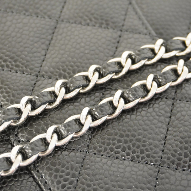 【5he4536】シャネル ショルダーウォレット マトラッセ チェーンショルダー キャビアスキン ブラック シルバー金具【中古】レディース