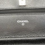 【5he4536】シャネル ショルダーウォレット マトラッセ チェーンショルダー キャビアスキン ブラック シルバー金具【中古】レディース
