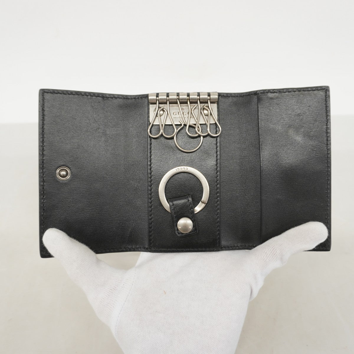 【5he4538】グッチ キーケース GGマーモント 435305 レザー ブラック シルバー金具【中古】メンズ レディース ユニセックス