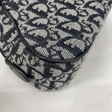 【5he4555】クリスチャンディオール ハンドバッグ トロッター ダブルサドル キャンバス ブラック グレー シルバー金具【中古】レディース