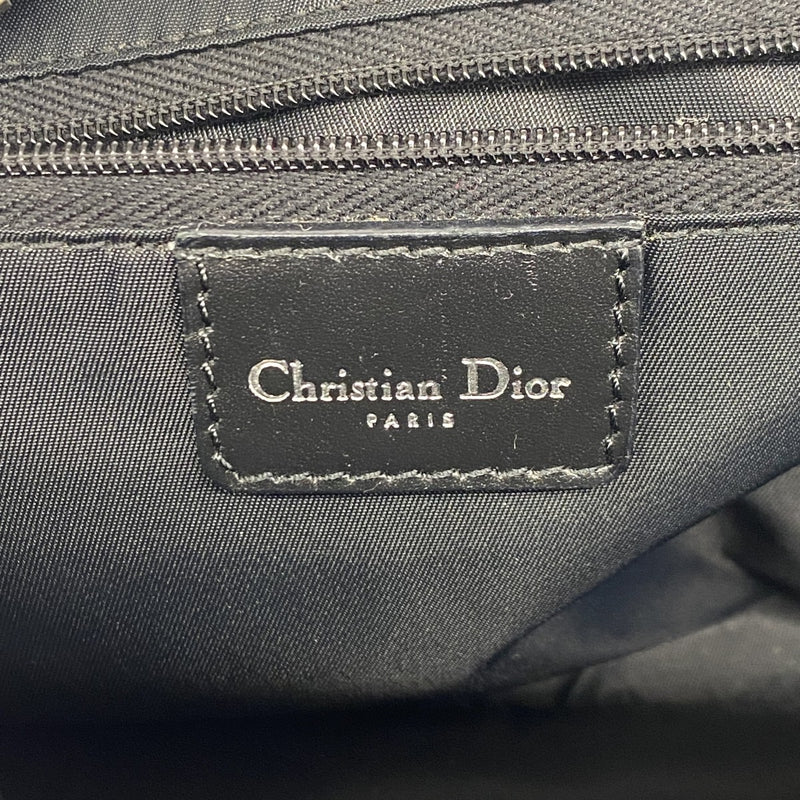 【5he4555】クリスチャンディオール ハンドバッグ トロッター ダブルサドル キャンバス ブラック グレー シルバー金具【中古】レディース