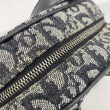 【5he4555】クリスチャンディオール ハンドバッグ トロッター ダブルサドル キャンバス ブラック グレー シルバー金具【中古】レディース