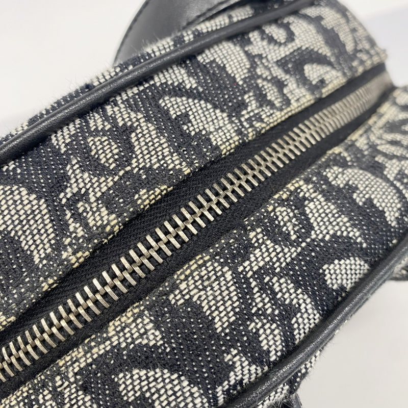 【5he4555】クリスチャンディオール ハンドバッグ トロッター ダブルサドル キャンバス ブラック グレー シルバー金具【中古】レディース