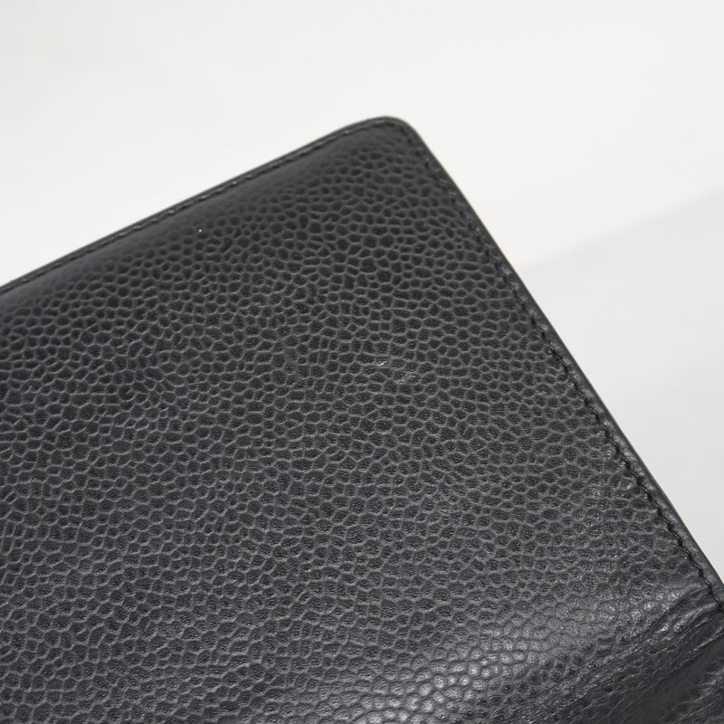 【5he4571】シャネル 長財布 キャビアスキン ブラック シルバー金具【中古】レディース