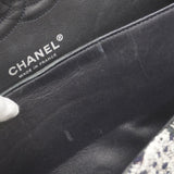 【5he4601-h】シャネル ショルダーバッグ マトラッセ Wフラップ Wチェーン ツイード ネイビー ホワイト シルバー金具【中古】レディース