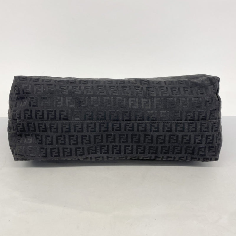 【5he4606-h】フェンディ トートバッグ ズッキーノ ナイロンキャンバス ブラック シルバー金具【中古】レディース