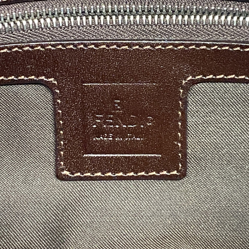 【5he4607-h】フェンディ ハンドバッグ ズッカ ナイロンキャンバス ブラウン シルバー金具【中古】レディース