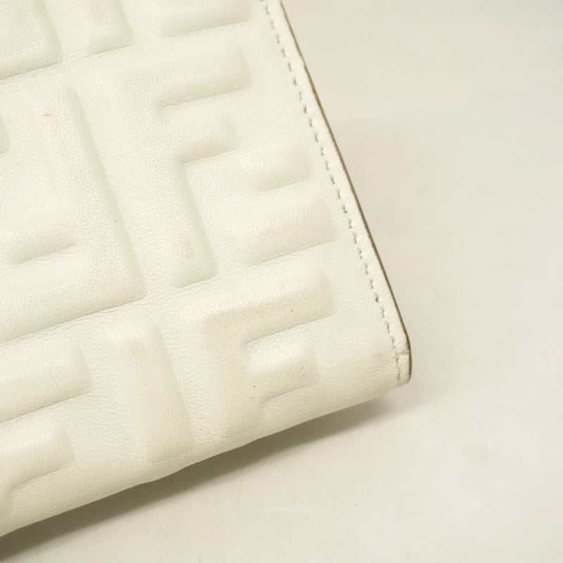 【5he4629-h】フェンディ 長財布 ズッカ コンチネンタル レザー ホワイト ゴールド金具【中古】レディース