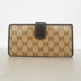 【5he4646】グッチ 長財布 GGクリスタル 231841 コーティングキャンバス ベージュ ブラウン ゴールド金具【中古】レディース