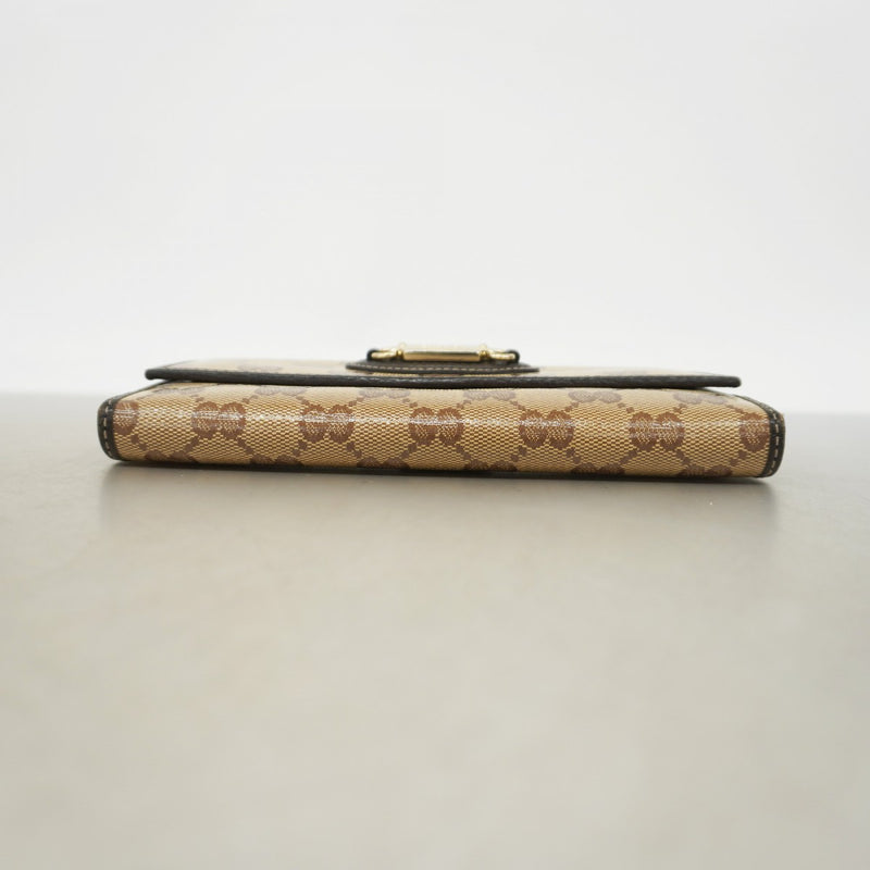 【5he4646】グッチ 長財布 GGクリスタル 231841 コーティングキャンバス ベージュ ブラウン ゴールド金具【中古】レディース