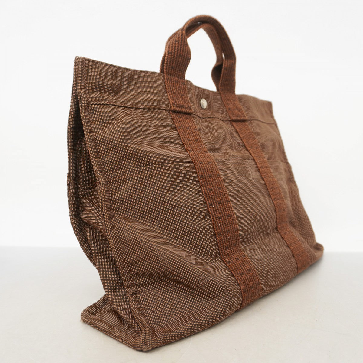 HERMES エールラインMM ハンドバッグ キャンバス ブラウン HERMES エルメス エールラインMM ハンドバッグ キャンバス