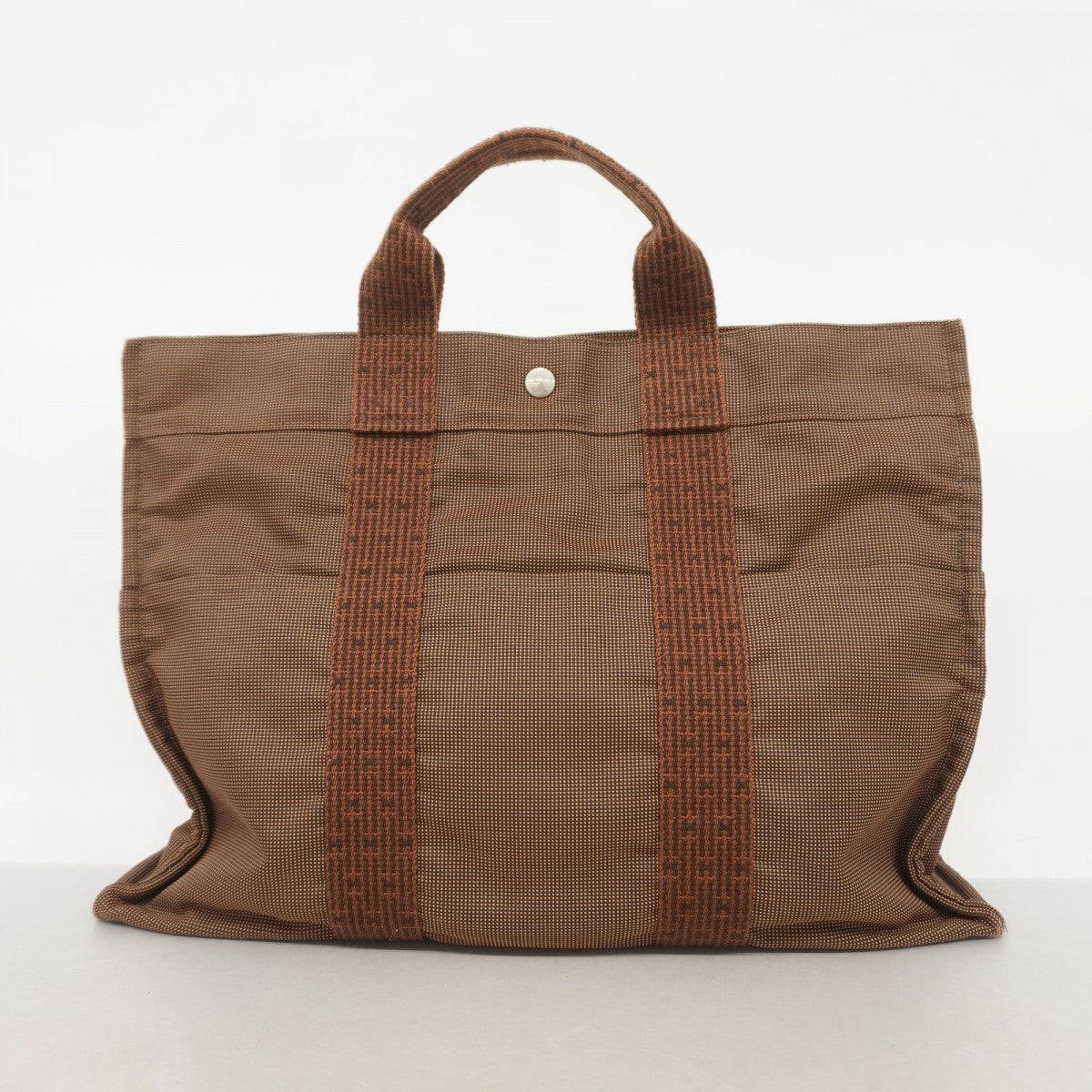 HERMES エールラインMM ハンドバッグ キャンバス ブラウン 5he4649】エルメス トートバッグ エールラインMM キャンバス