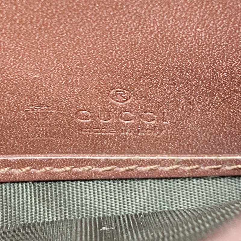 【5he4676-h】グッチ 長財布 マイクログッチシマ 258405 エナメル ブロンズ ゴールド金具【中古】レディース