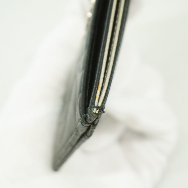 【5he4684-h】シャネル カードケース カメリア ラムスキン ブラック シルバー金具【中古】レディース