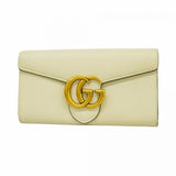 【5he4688-h】グッチ 長財布 GGマーモント 779776 レザー アイボリー ゴールド金具【中古】レディース