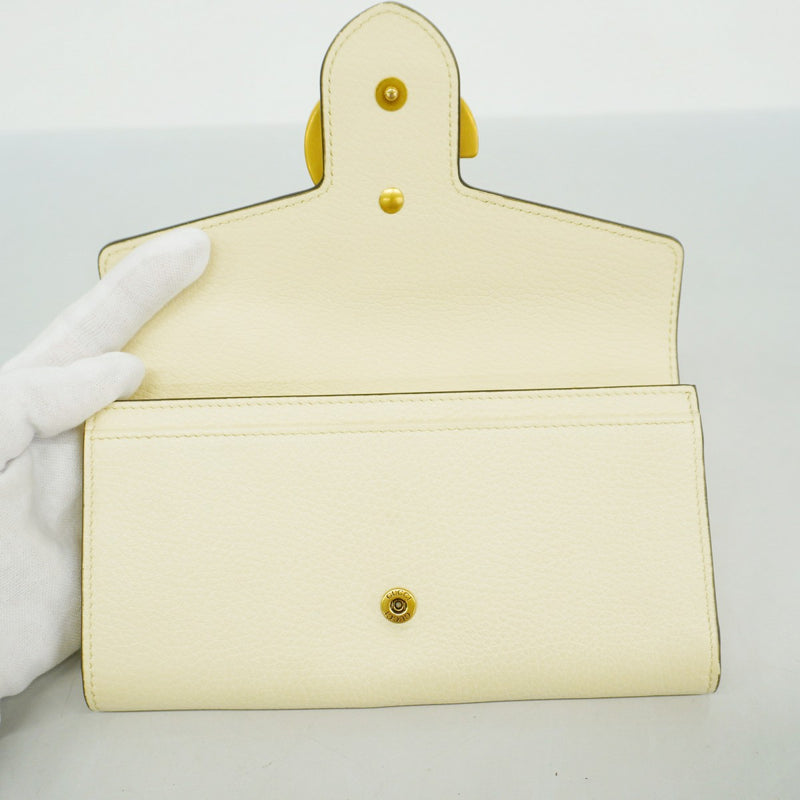 【5he4688-h】グッチ 長財布 GGマーモント 779776 レザー アイボリー ゴールド金具【中古】レディース