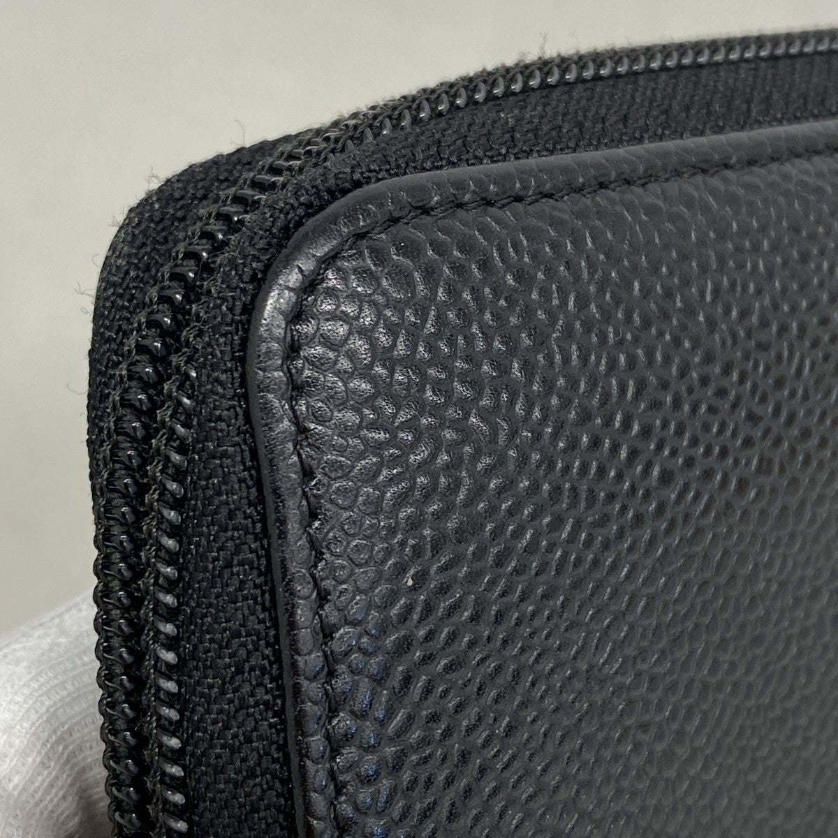 【5he4740-h】シャネル 長財布 キャビアスキン ブラック シルバー金具【中古】レディース