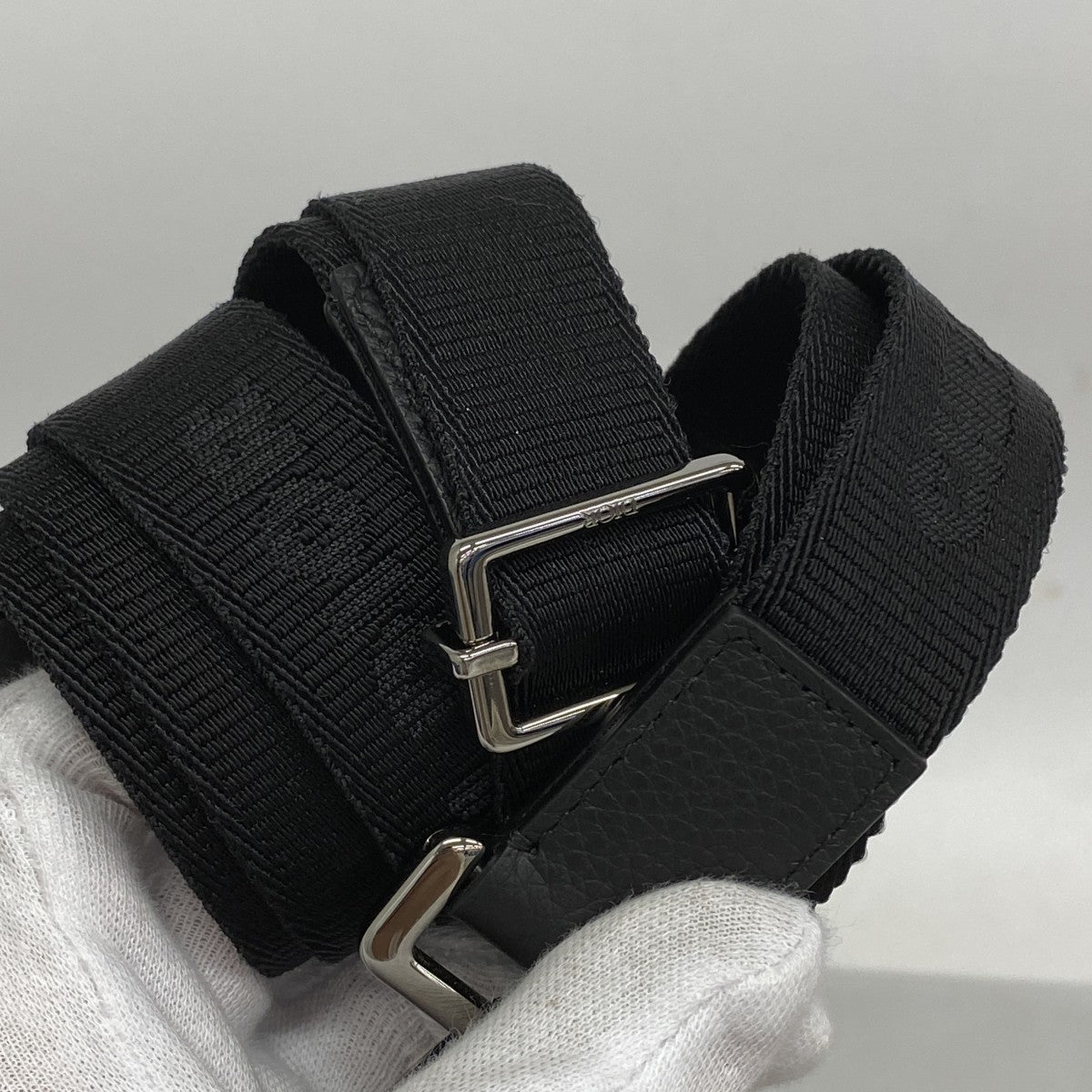 【5he4752-h】クリスチャンディオール ショルダーバッグ オブリークジャカード キャンバス レザー ブラック シルバー金具【中古】メンズ