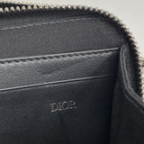 【5he4752-h】クリスチャンディオール ショルダーバッグ オブリークジャカード キャンバス レザー ブラック シルバー金具【中古】メンズ