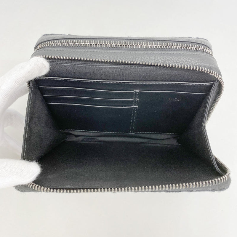 【5he4752-h】クリスチャンディオール ショルダーバッグ オブリークジャカード キャンバス レザー ブラック シルバー金具【中古】メンズ