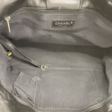 【5he4753-h】シャネル トートバッグ カメリア キャンバス ターコイズブルー ブラック シルバー金具【中古】レディース