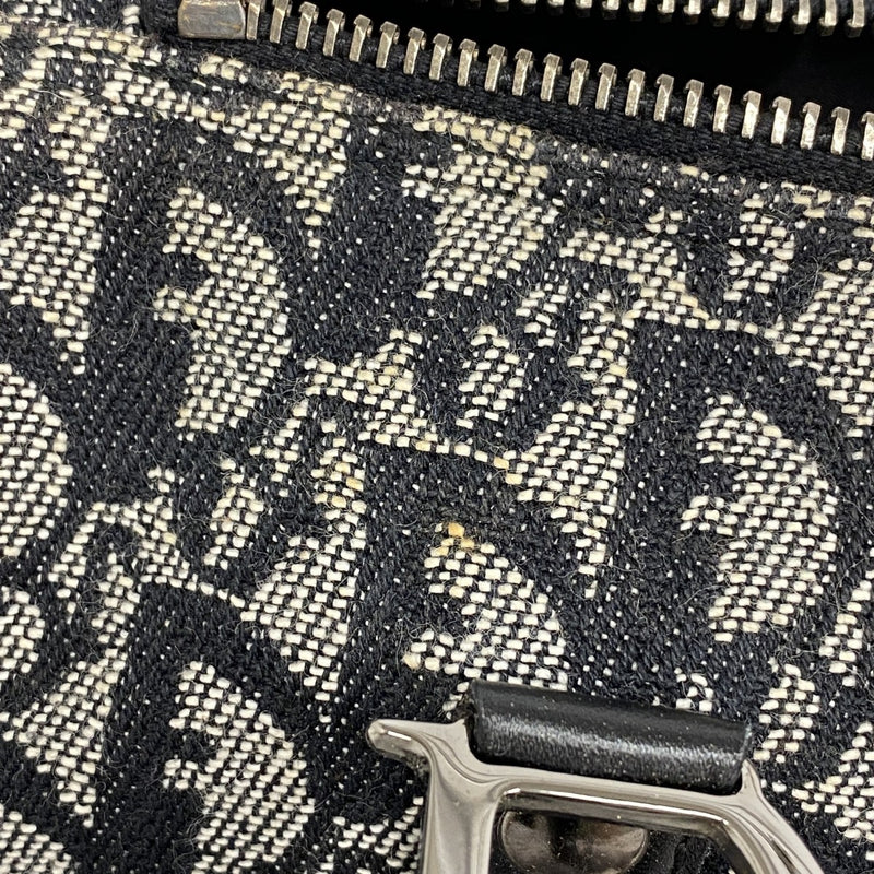 【5he4822-h】クリスチャンディオール ハンドバッグ トロッター キャンバス レザー ブラック シルバー金具【中古】レディース