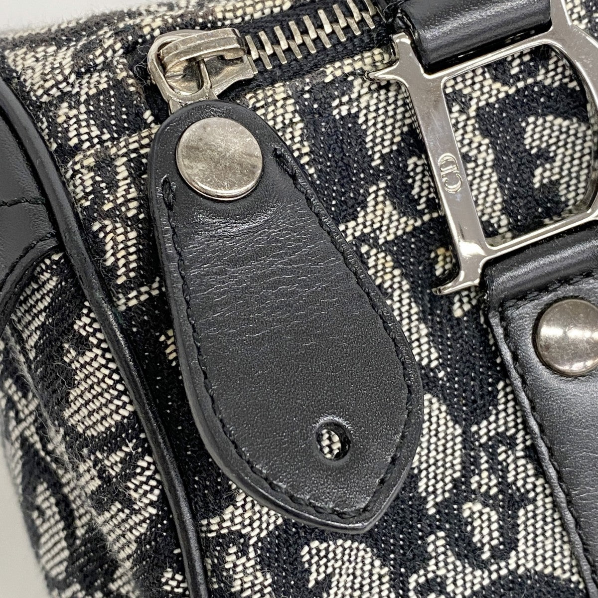 【5he4822-h】クリスチャンディオール ハンドバッグ トロッター キャンバス レザー ブラック シルバー金具【中古】レディース