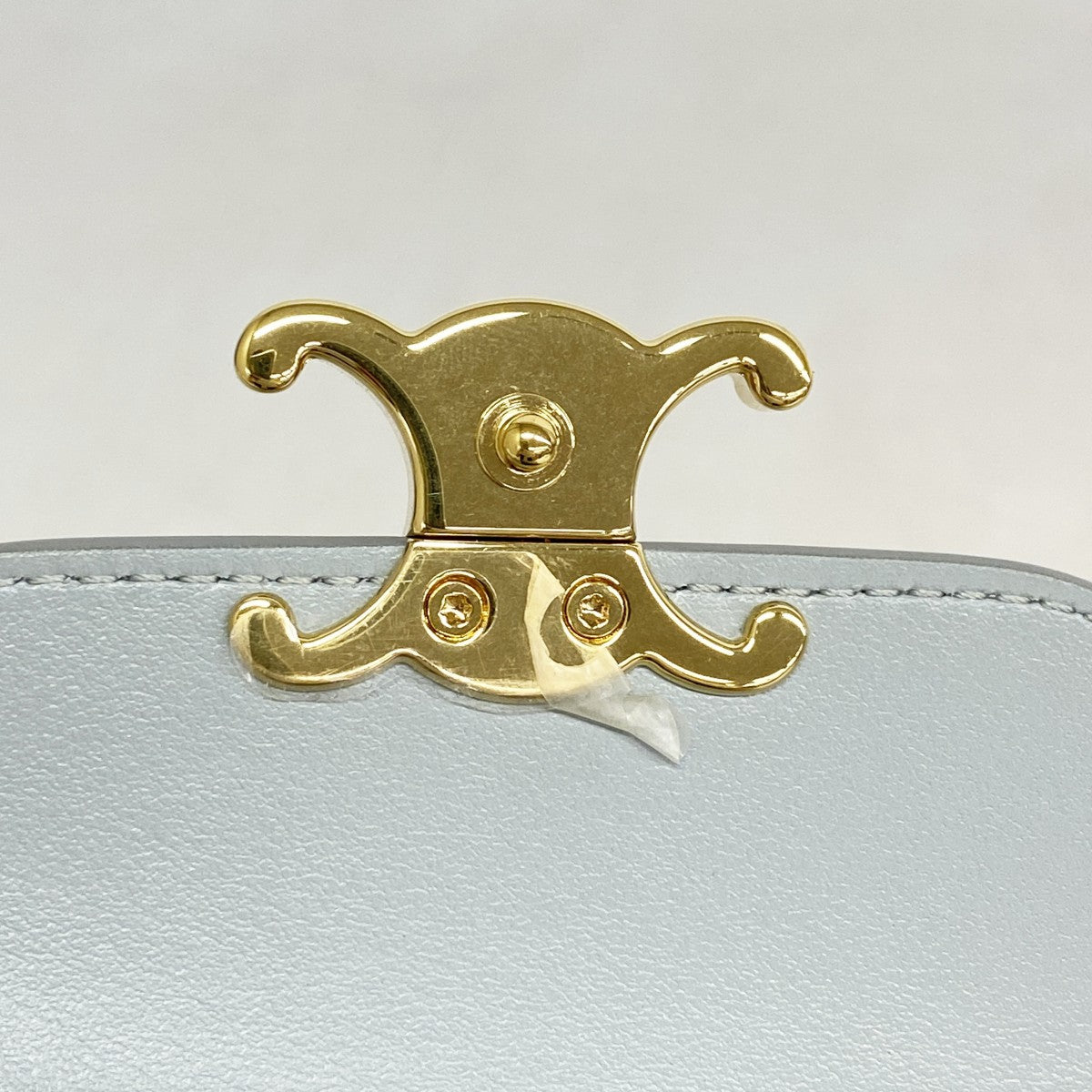 【5he4824-h】セリーヌ 三つ折り財布 トリオンフ レザー グレー ゴールド金具【中古】レディース