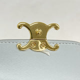 【5he4824-h】セリーヌ 三つ折り財布 トリオンフ レザー グレー ゴールド金具【中古】レディース