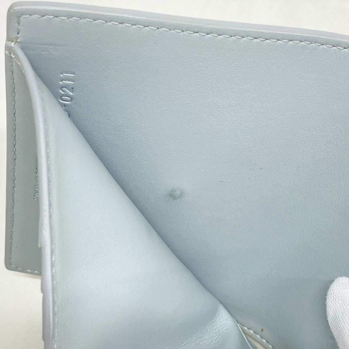 【5he4824-h】セリーヌ 三つ折り財布 トリオンフ レザー グレー ゴールド金具【中古】レディース