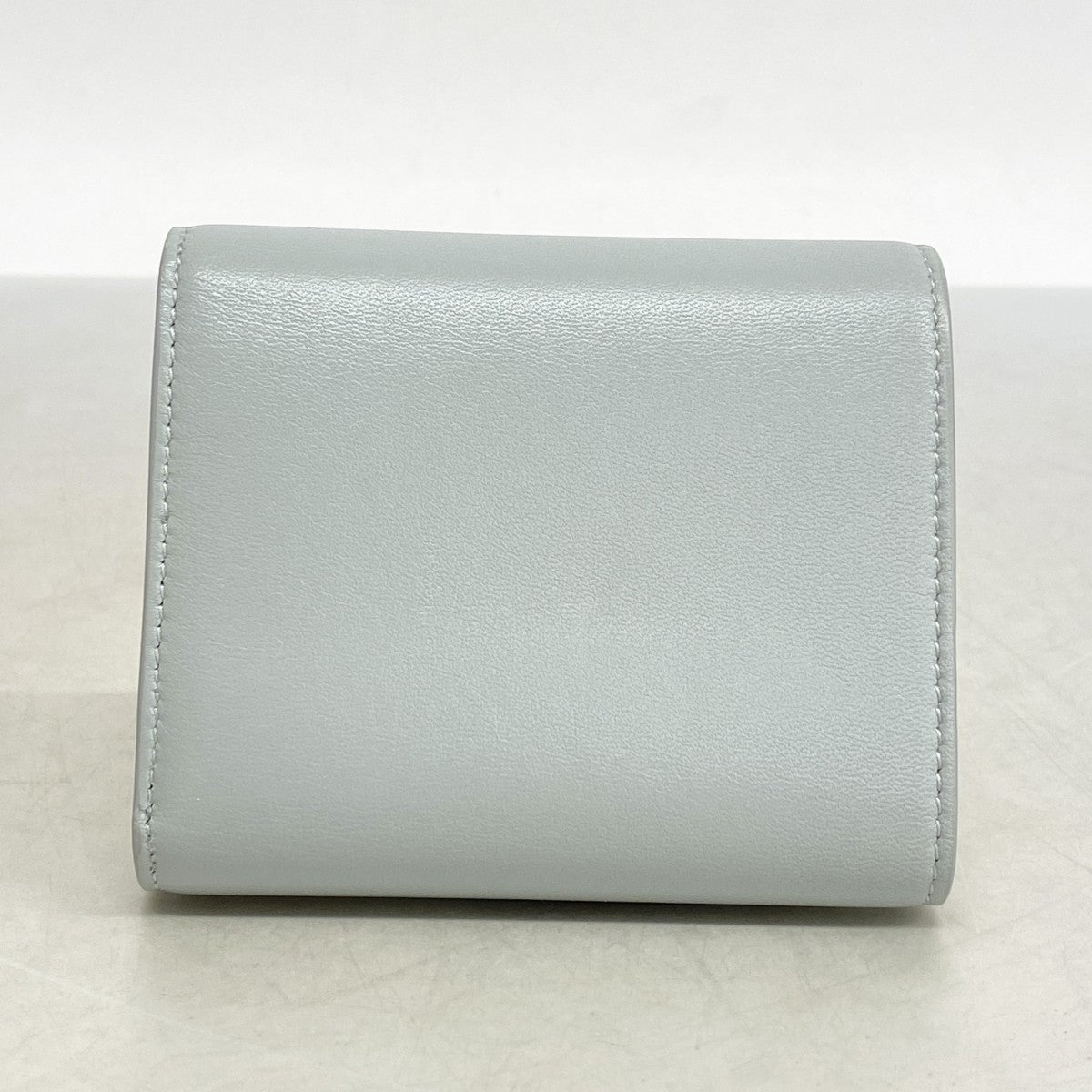 【5he4824-h】セリーヌ 三つ折り財布 トリオンフ レザー グレー ゴールド金具【中古】レディース