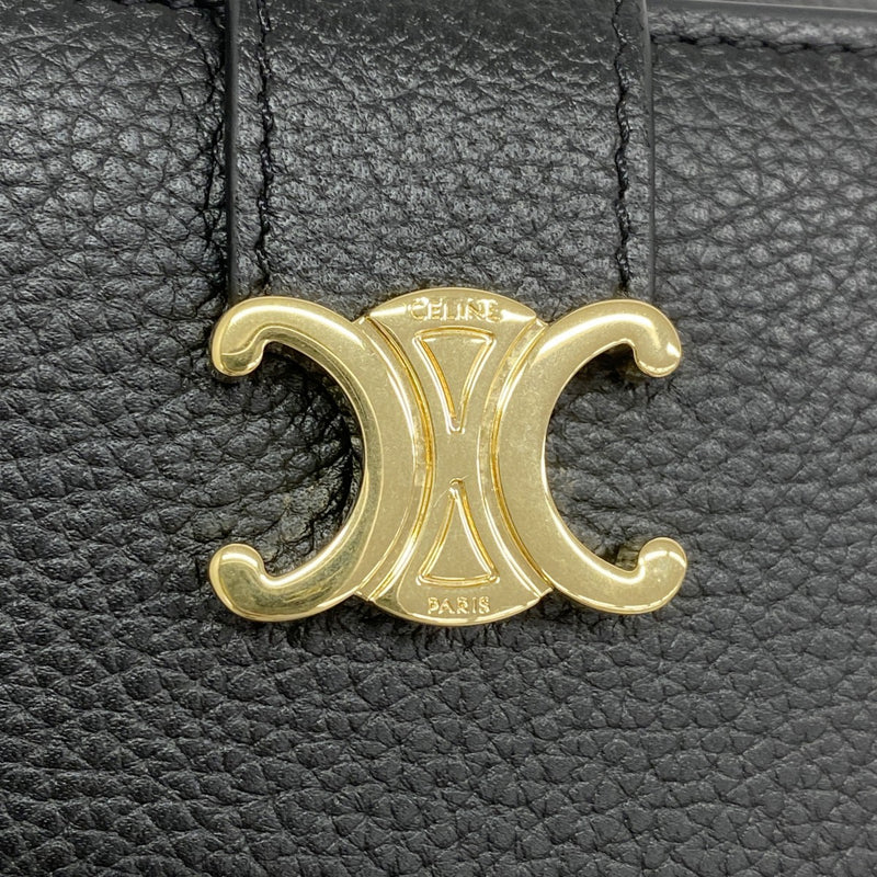 ★SALE【5he4825-h】セリーヌ 三つ折り財布 トリオンフ レザー ブラック ゴールド金具【中古】レディース