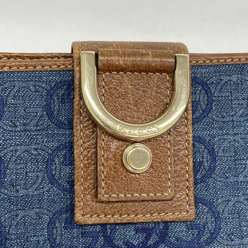 【5he4828-h】グッチ 長財布 インターロッキングG 154256 デニム ブルー ブラウン ゴールド金具【中古】レディース