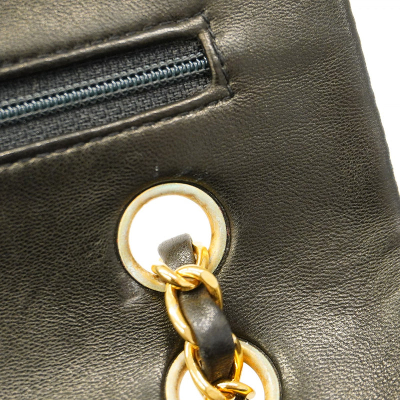 【5he4844-h】シャネル ショルダーバッグ マトラッセ Wフラップ Wチェーン ラムスキン ブラック ゴールド金具【中古】レディース