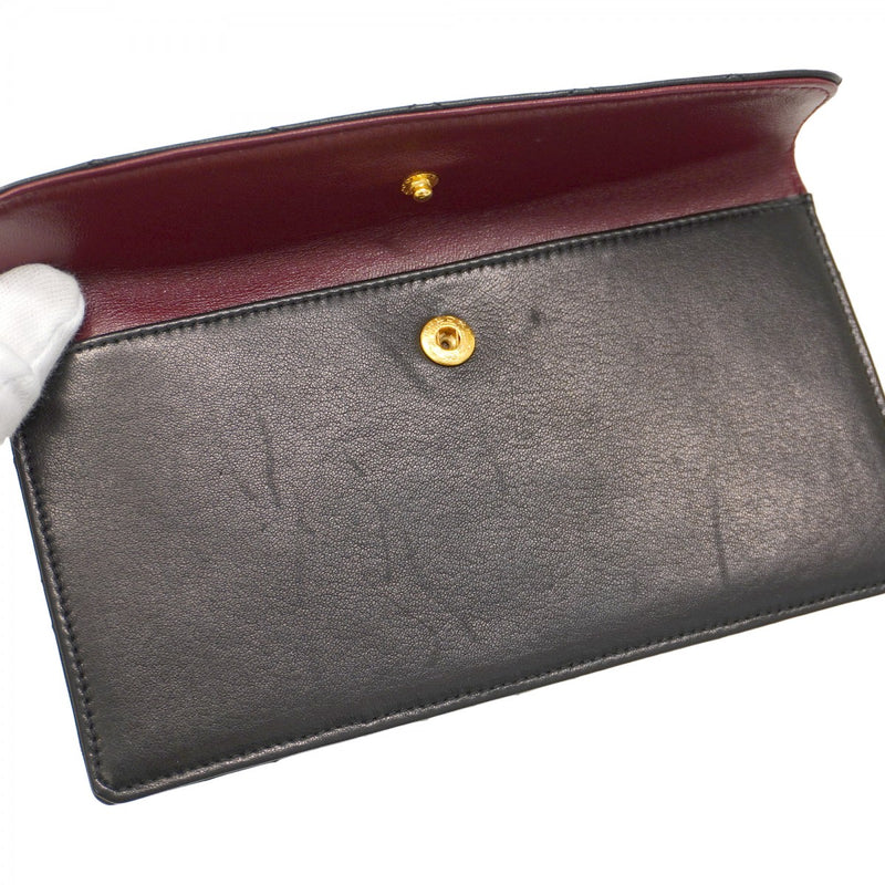 【5he4845-h】シャネル ショルダーバッグ マトラッセ Wチェーン ラムスキン ブラック ゴールド金具【中古】レディース
