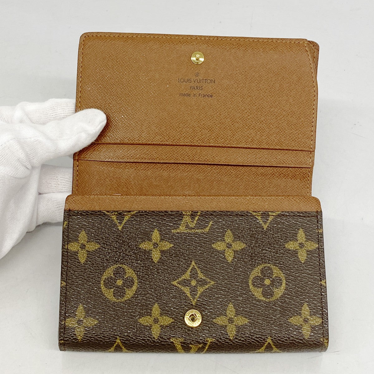 【5he4878-h】ルイヴィトン 財布 モノグラム ポルトモネビエトレゾール M61730 ブラウン【中古】レディース