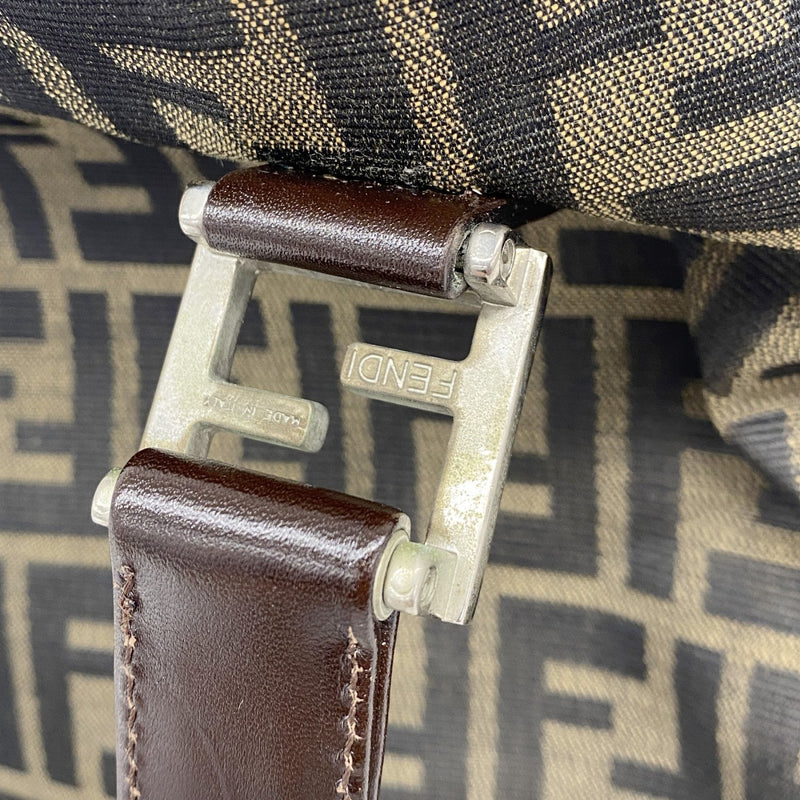 【5he4888-h】フェンディ ハンドバッグ ズッカ ナイロンキャンバス ブラウン シルバー金具【中古】レディース