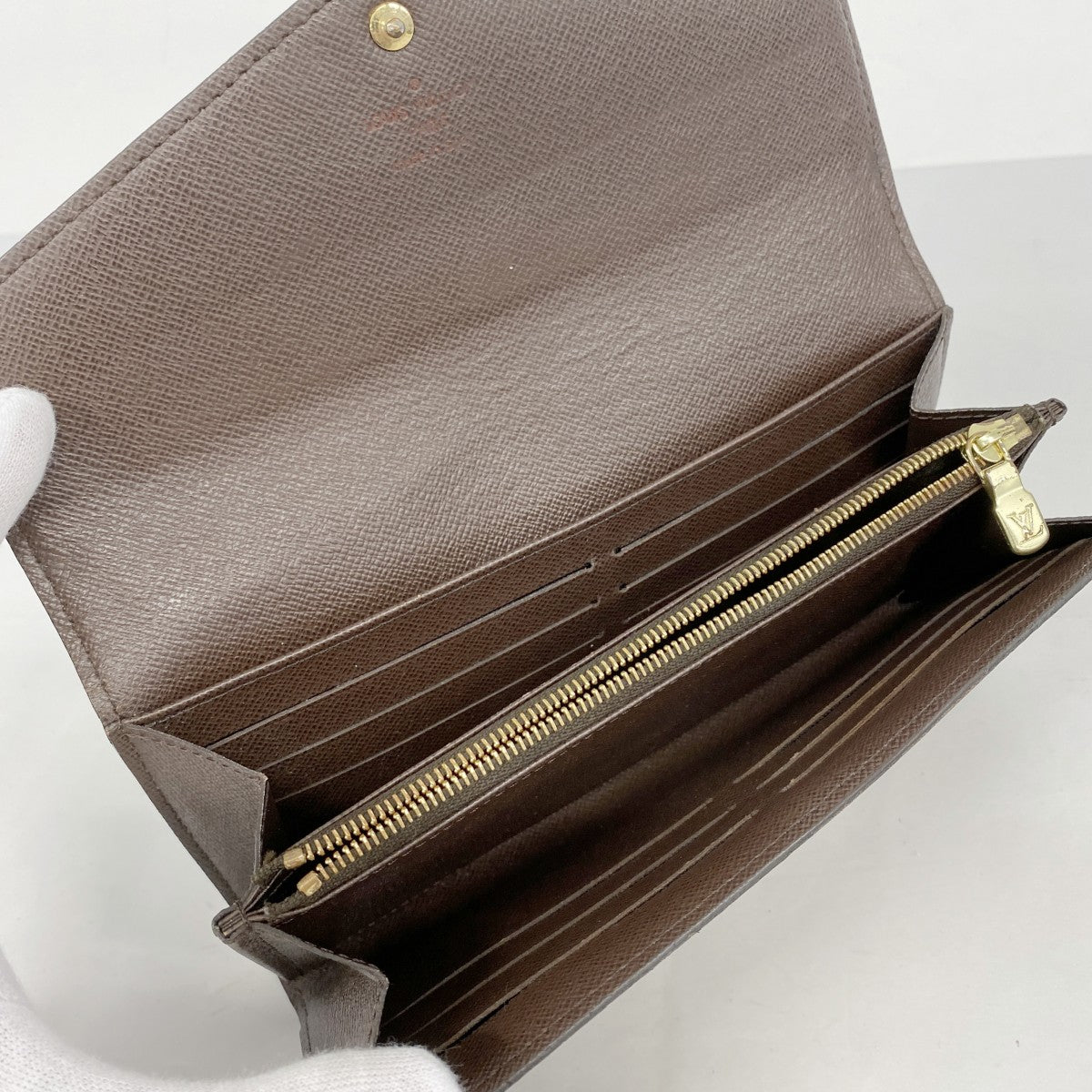 【5he4914-h】ルイヴィトン 長財布 ダミエ ポルトフォイユサラ N63209 エベヌ【中古】レディース