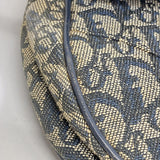 【5he4934-h】クリスチャンディオール ハンドバッグ トロッター サドルバッグ キャンバス ネイビー ゴールド金具【中古】レディース