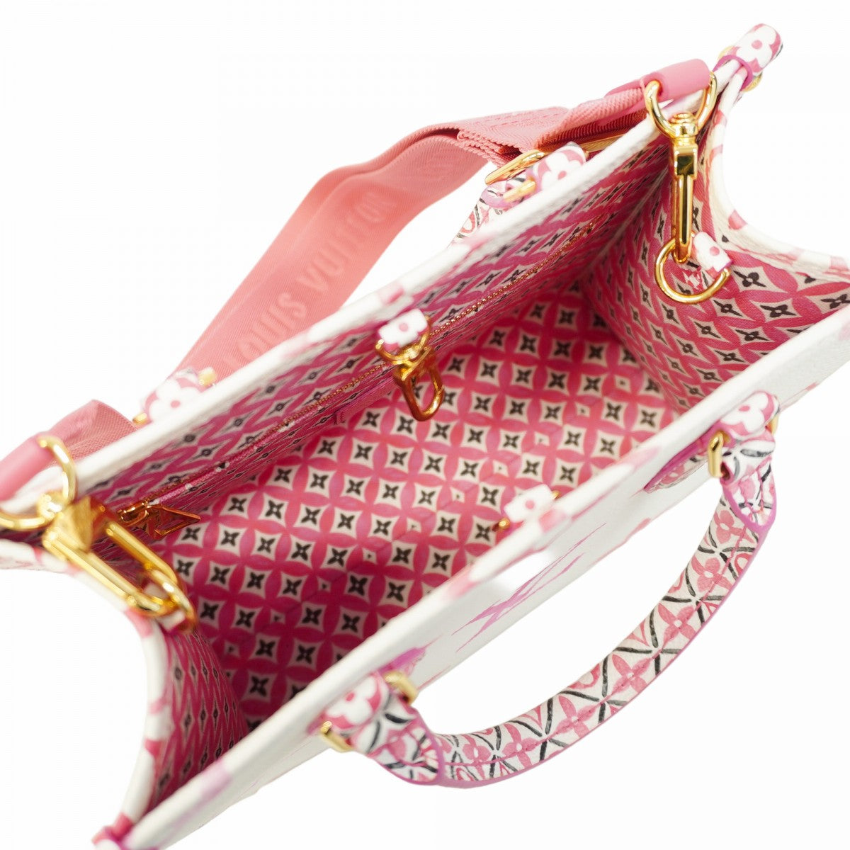 ★SALE【5he4985-h】ルイヴィトン ハンドバッグ LVバイザプール/モノグラム・ジャイアント オンザゴーPM M22976 ピンク ホワイト【中古】レディース