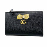 【5he5030-h】グッチ 財布 GGマーモント 524300 レザー ブラック ゴールド金具【中古】レディース