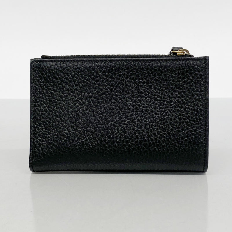 【5he5030-h】グッチ 財布 GGマーモント 524300 レザー ブラック ゴールド金具【中古】レディース