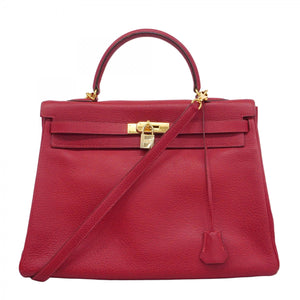 ★SALE【5he5087-h】エルメス ハンドバッグ ケリー35 トゴ ルージュヴィフ ゴールド金具 □I刻印【中古】レディース