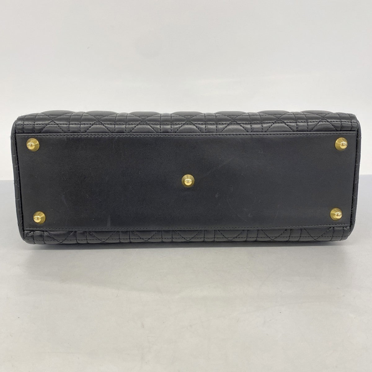 【5he5106-h】クリスチャンディオール ハンドバッグ カナージュ レディディオール レザー ブラック ゴールド金具【中古】レディース