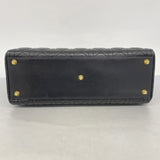 【5he5106-h】クリスチャンディオール ハンドバッグ カナージュ レディディオール レザー ブラック ゴールド金具【中古】レディース
