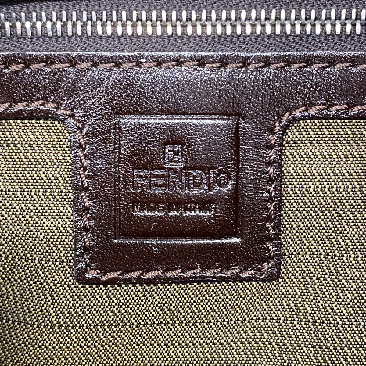 【5he5107-h】フェンディ ハンドバッグ ズッカ マンマバケット ナイロンキャンバス ブラウン シルバー金具【中古】レディース